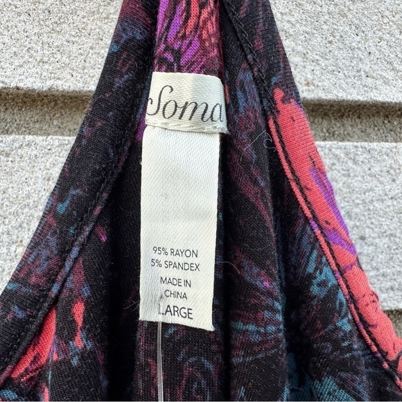 NWT Soma Soft Jersey Y-Neck Cold Shoulder Short Dress Mesmerize Merlot - Picture 8 of 11